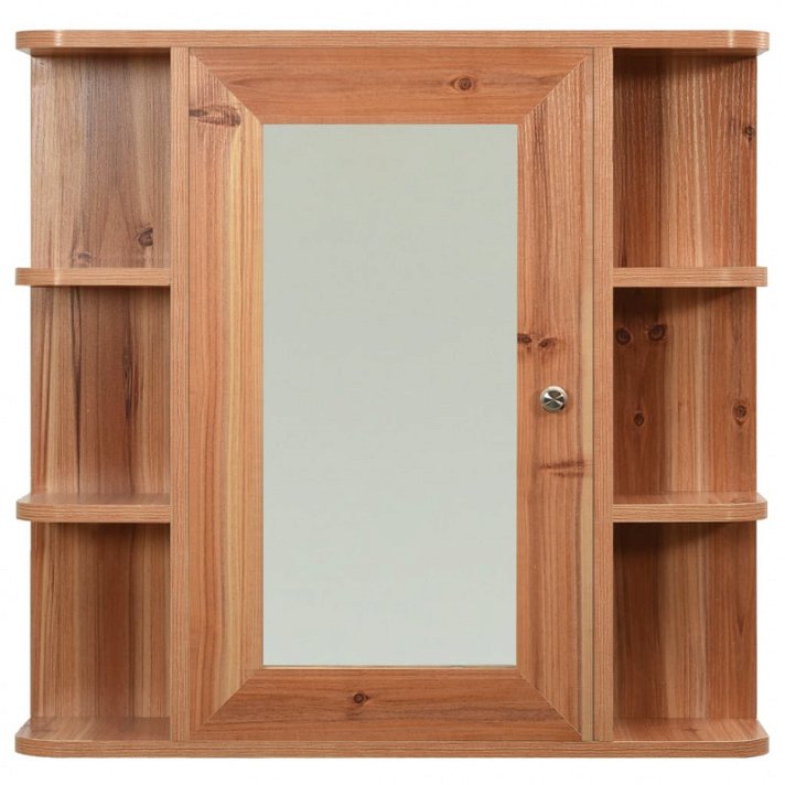 Armoire de toilette avec miroir fabriquée en bois MDF de couleur chêne et de 66x63 cm VidaXL