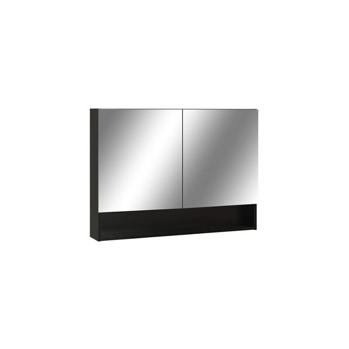 Armário de MDF com espelho de casa de banho com luz led 80x60 cm preto Vida XL