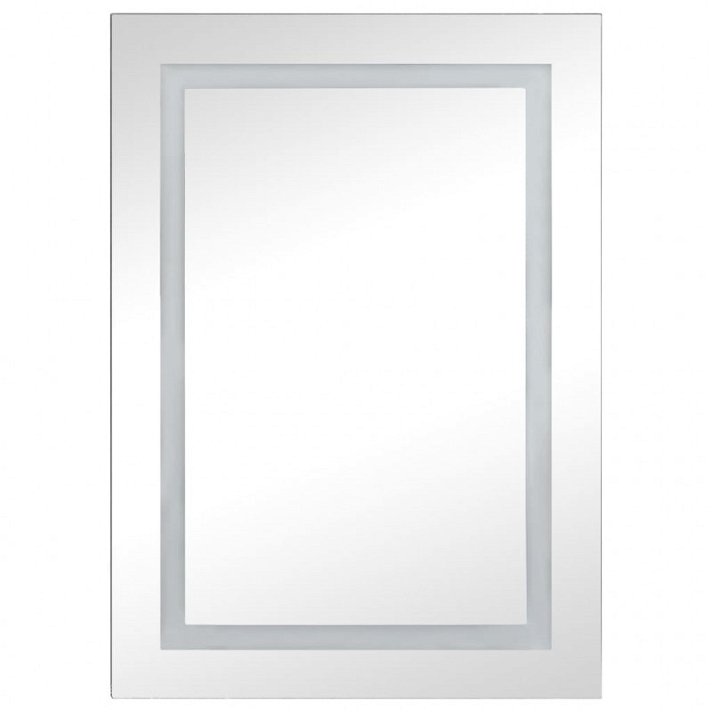 Armário de casa de banho com espelho e luz LED 50x70 cm cinzento Vida XL