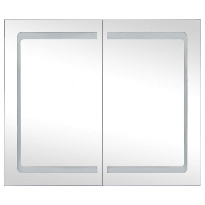 Armário de casa de banho com espelho e luz LED 80x68 cm cinzento Vida XL