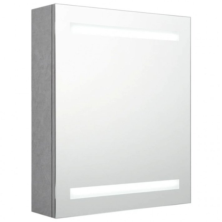 Armário de casa de banho com espelho e luz em fitas LED 50x60 cm cinzento Vida XL