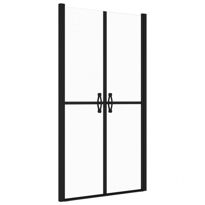 Porta doccia a doppio battente in vetro trasparente con profili in alluminio nero VidaXL