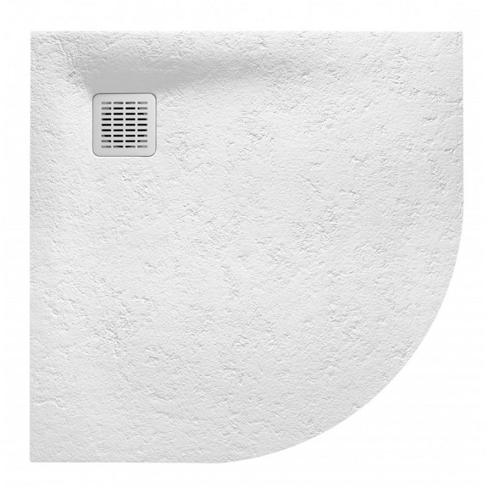Plato de ducha con forma angular fabricado en stonex de color blanco Terran Roca