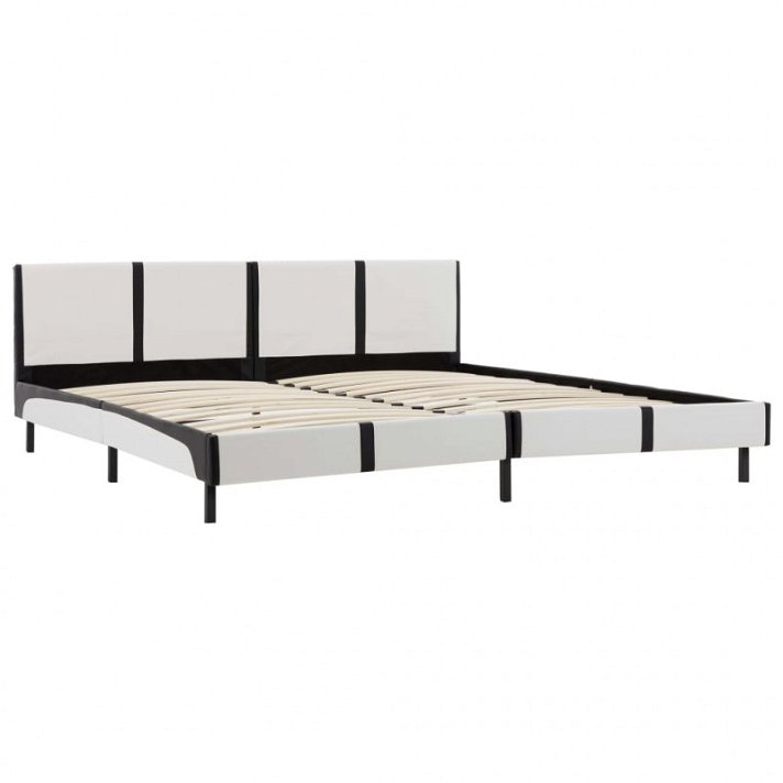 Estructura de cama de cuero sintético blanco y negro 180 cm Vida XL