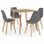 Conjunto de comedor con 1 mesa y 4 sillas curvas con cuero sintético color gris VidaXL