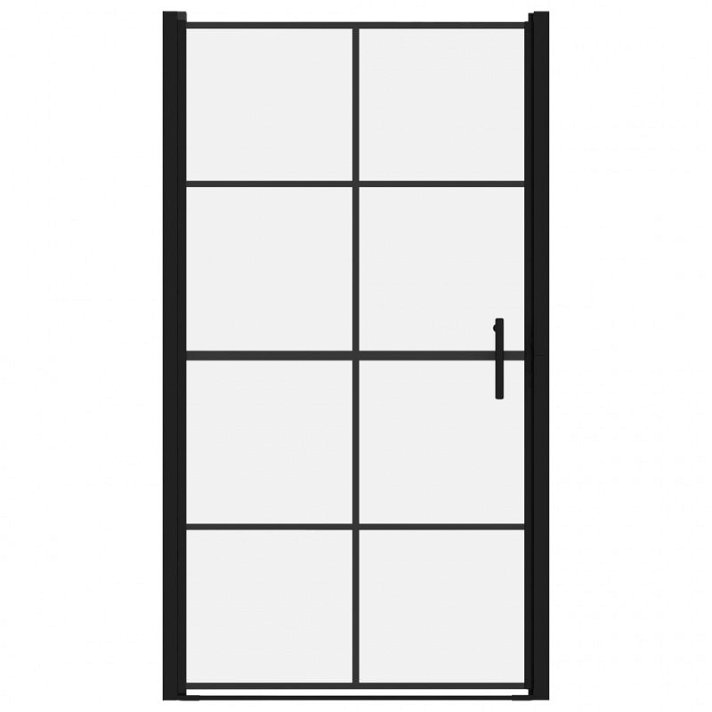 Puerta de ducha de 100 cm fabricada en vidrio templado con estructura de color negro VidaXL