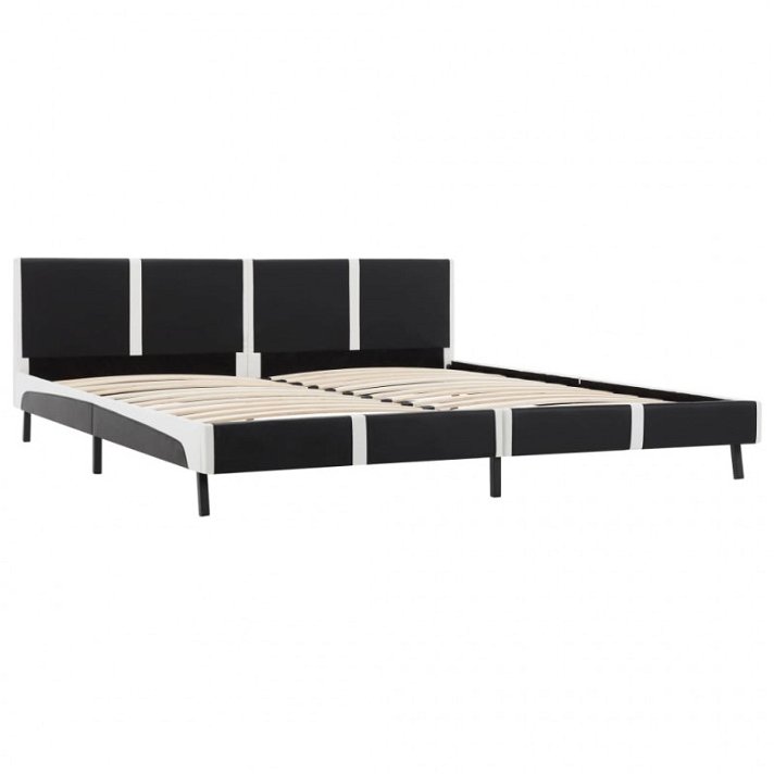 Estructura de cama de cuero sintético negro y blanco 180 cm Vida XL