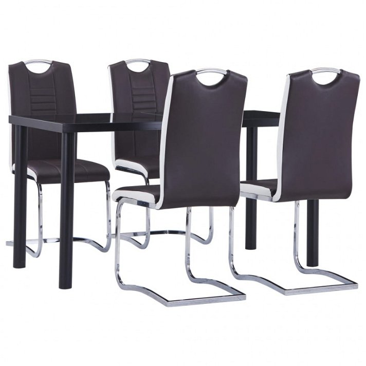 Mesa de vidro com 4 cadeiras castanho e preto Vida X