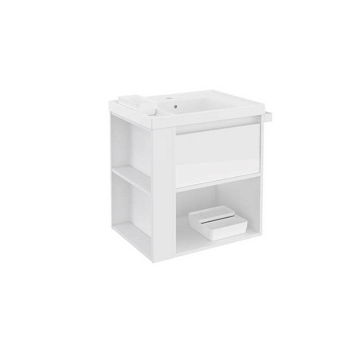 Mueble con lavabo resina 60cm Blanco/Blanco B-Smart Cosmic