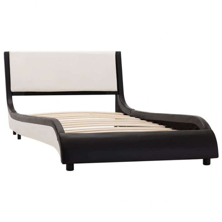 Estructura de cama de cuero sintético negro con blanco 90 cm Vida XL