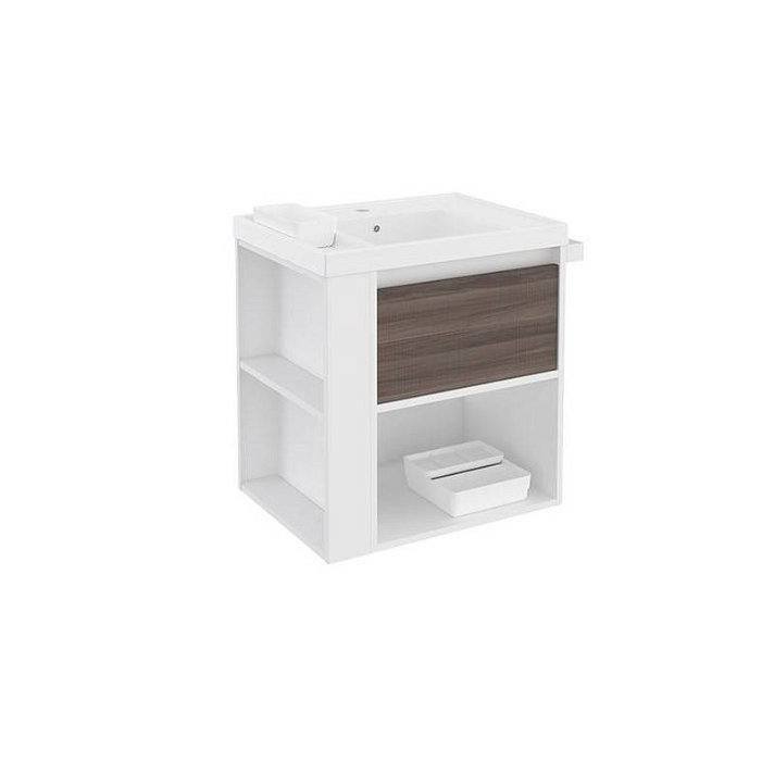 Mueble con lavabo resina 60cm Blanco-Fresno/Blanco B-Smart Cosmic