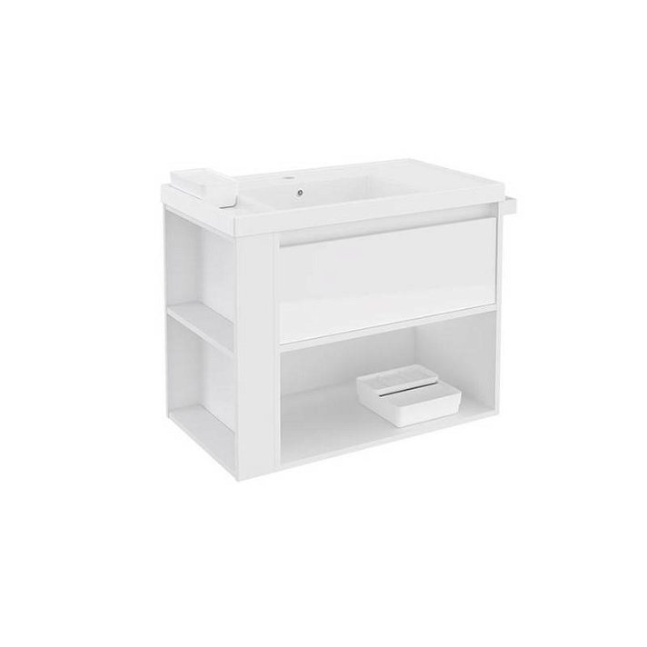 Mueble con lavabo resina 80cm Blanco/Blanco B-Smart Cosmic