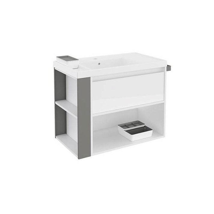 Mueble con lavabo resina 80cm Blanco/Gris B-Smart Cosmic