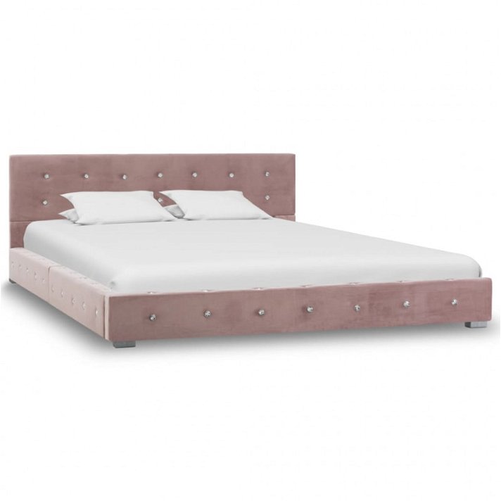 Estructura de cama terciopelo rosa 140 cm Vida XL
