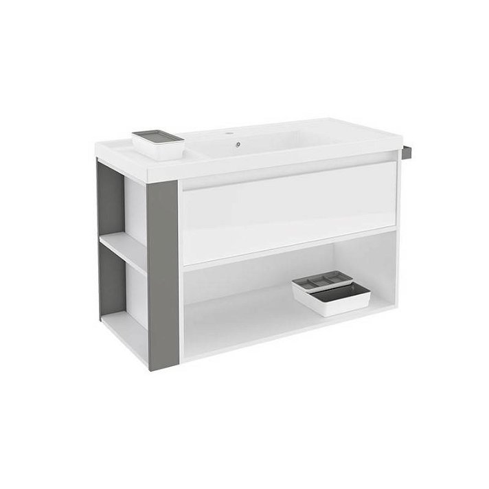 Mueble con lavabo resina 100cm Blanco/Gris B-Smart Cosmic