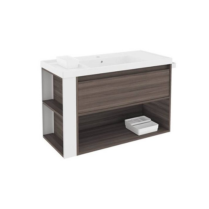 Mueble con lavabo resina 100cm Fresno/Blanco B-Smart Cosmic