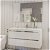 Móvel de casa de banho suspenso de 120 cm com lavatório e duas gavetas acabamento branco brilho LOA Torvisco
