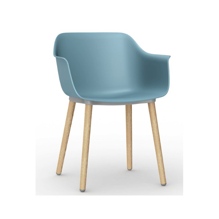 Lot de 2 chaises pour intérieur fabriquées avec des pieds en bois et en polypropylène de couleur bleu rétro Shape Resol