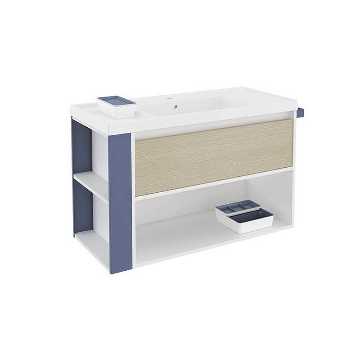 Mueble 100cm Roble-Blanco/Azul Cosmic B-Smart