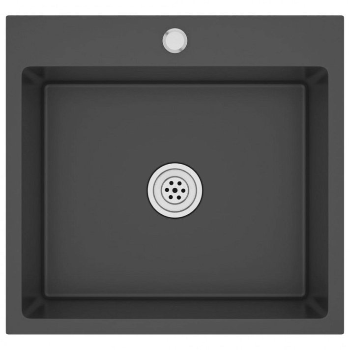 Lava-louças com uma cuba preto de 53x50x20 cm Vida XL
