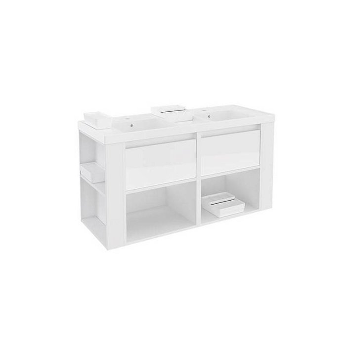 Mueble con lavabos resina 120cm Blanco/Blanco B-Smart Cosmic