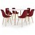 Conjunto de 1 mesa retangular e 6 cadeiras curvadas fabricadas em veludo de cor vermelho vinho tinto VidaXL