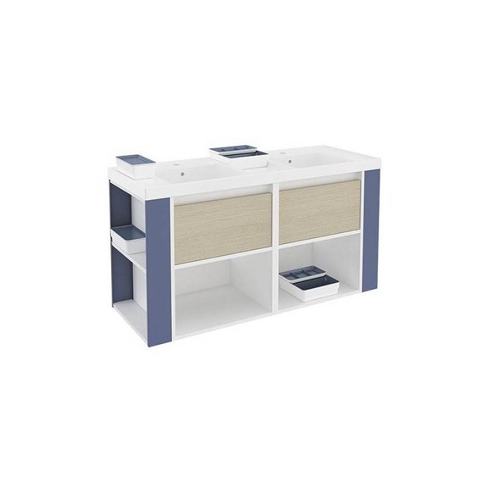 Mueble 120cm Roble-Blanco/Azul Cosmic B-Smart