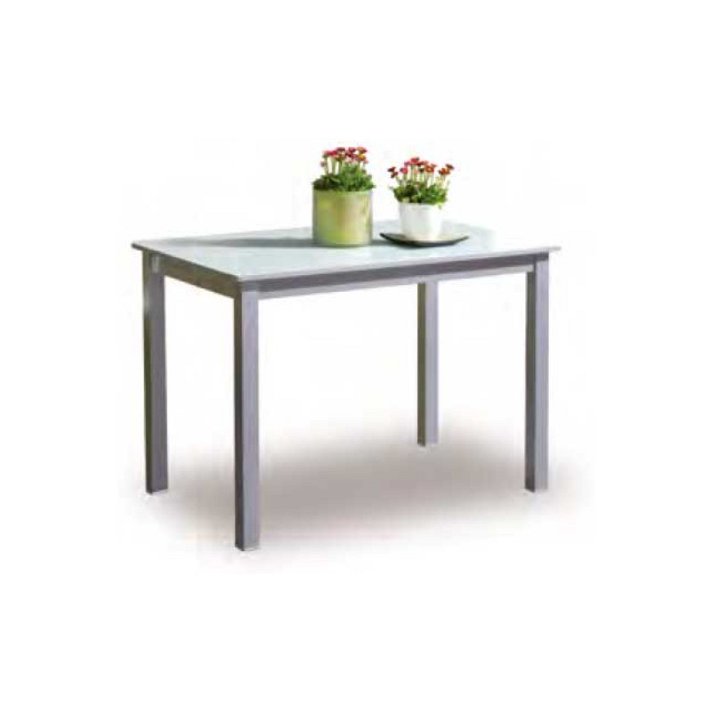 Mesa extensible tablero de cristal de aluminio y madera distintos acabados Leka Aquore