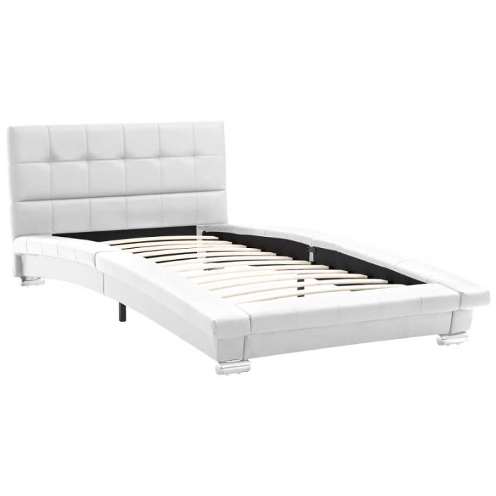 Estructura de cama de cuero artificial blanco 90 cm Vida XL