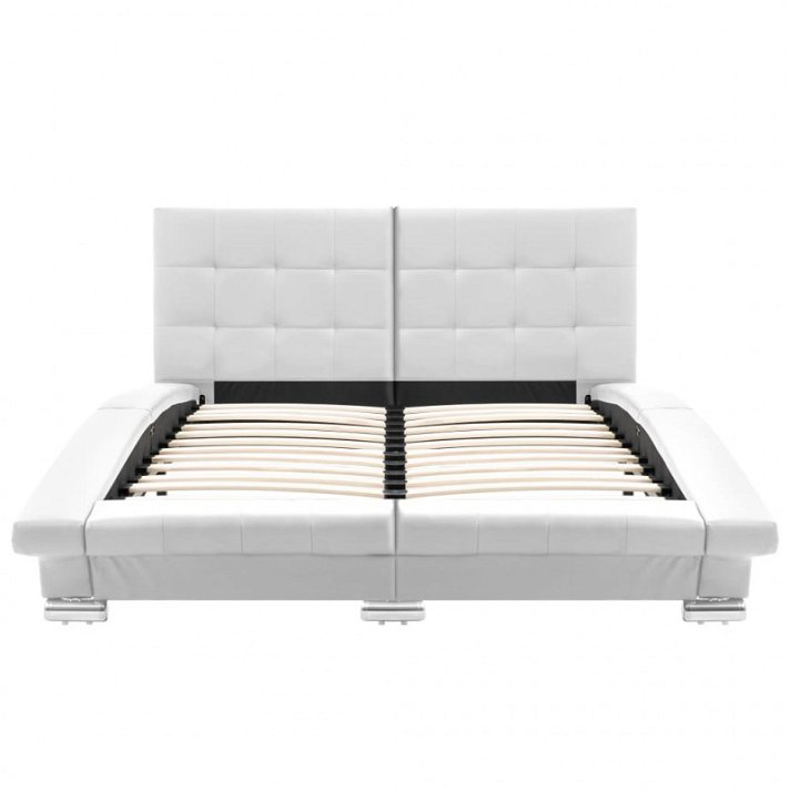 Estructura de cama de cuero artificial blanco Vida XL