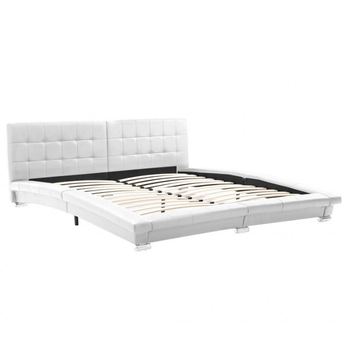 Estructura de cama de cuero artificial blanco 180 cm Vida XL