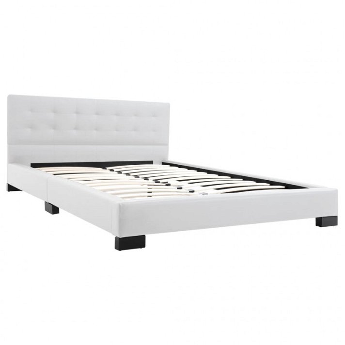Estructura de cama tapizado cuero artificial blanco 140 cm Vida XL