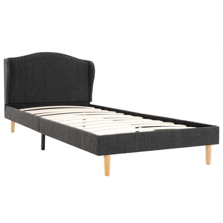 Estructura de cama tapizado con tela gris oscuro 90 cm Vida XL