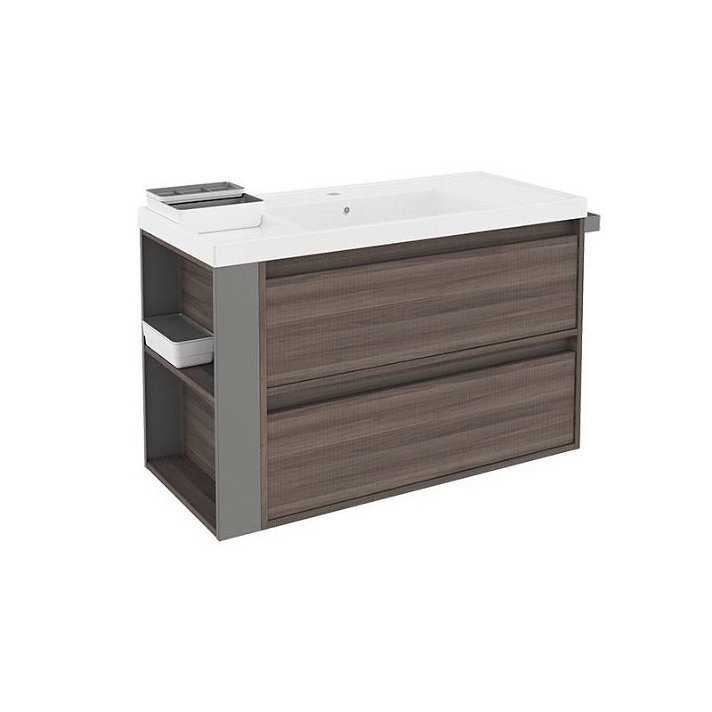 Bath+ B-Smart samara ash/grey 2 drawer vanity unit with resin wash-basin (100cm)