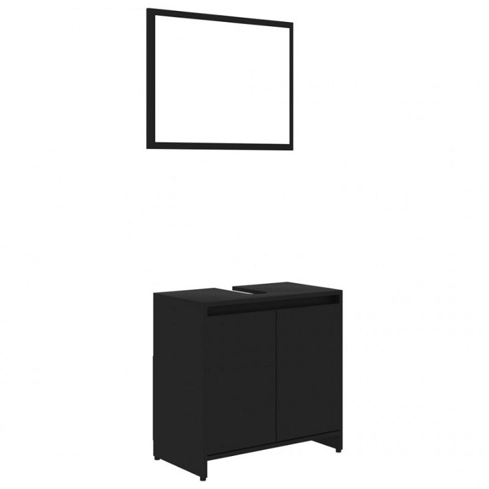 Conjunto mueble base con espejo negro Vida XL