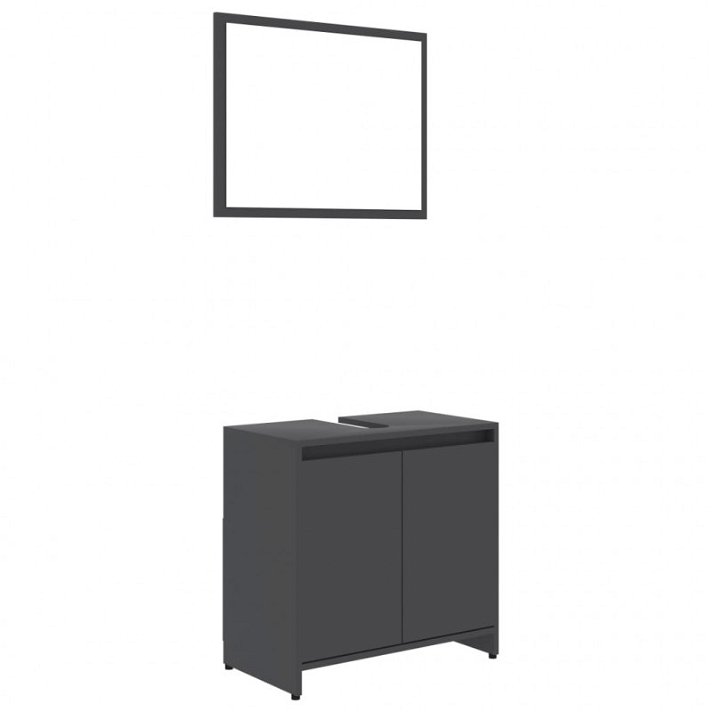 Conjunto mueble base con espejo gris Vida XL