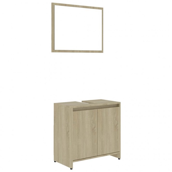 Conjunto mueble base con espejo roble sonoma Vida XL