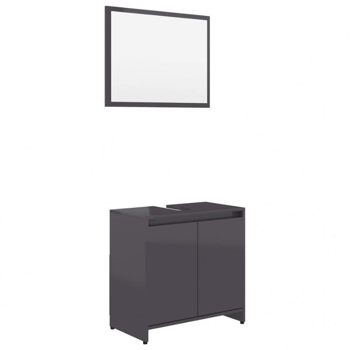 Conjunto mueble base con espejo gris brillante Vida XL