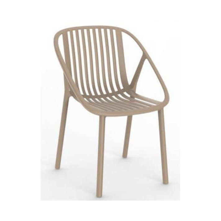 Set di sedie con braccioli realizzate in fibra di vetro colore sabbia Bini Resol
