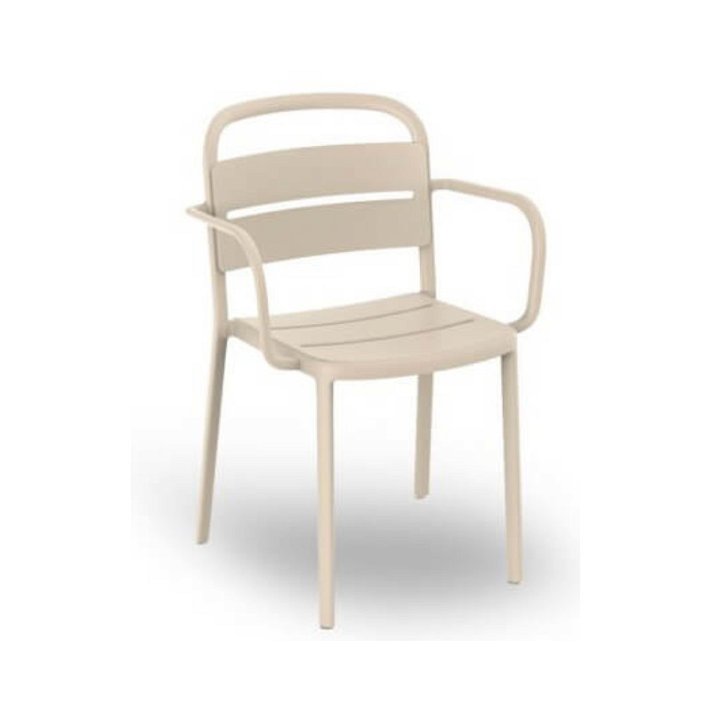 Pack de sillas con reposabrazos elaboradas en fibra de vidrio y acabado marfil Como Resol