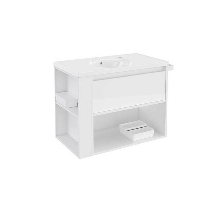 Mueble con lavabo porcelana 80cm Blanco/Blanco B-Smart Cosmic
