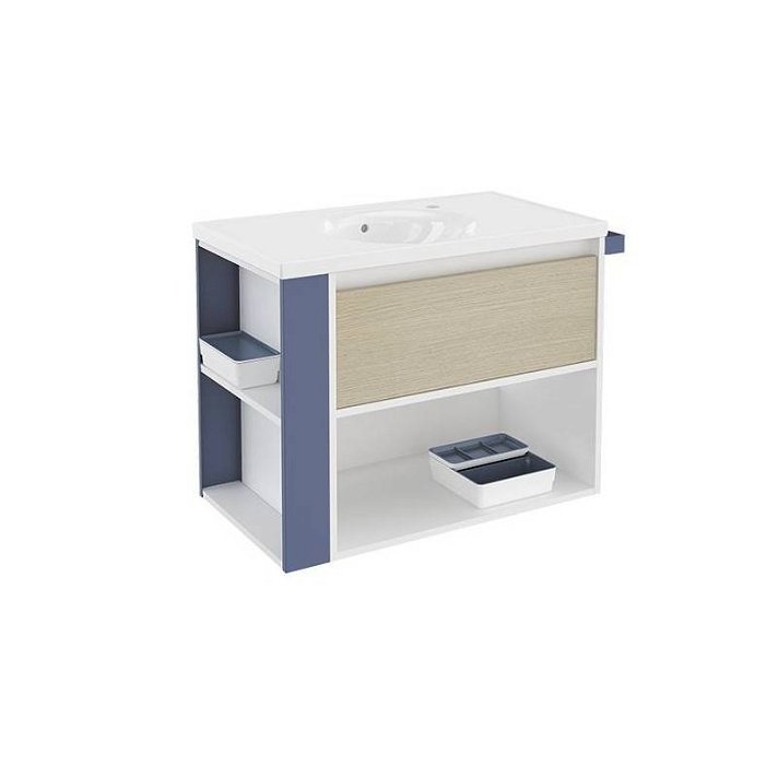 Mueble 80cm Roble-Blanco/Azul L.P. Cosmic B-Smart