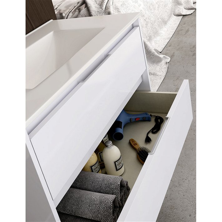 Mueble con patas de tres cajones disponible en varias medidas color blanco Bolton BañoStar