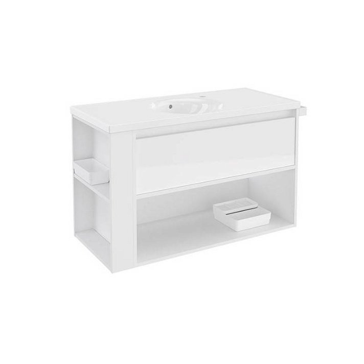 Mueble con lavabo porcelana 100cm Blanco/Blanco B-Smart Cosmic