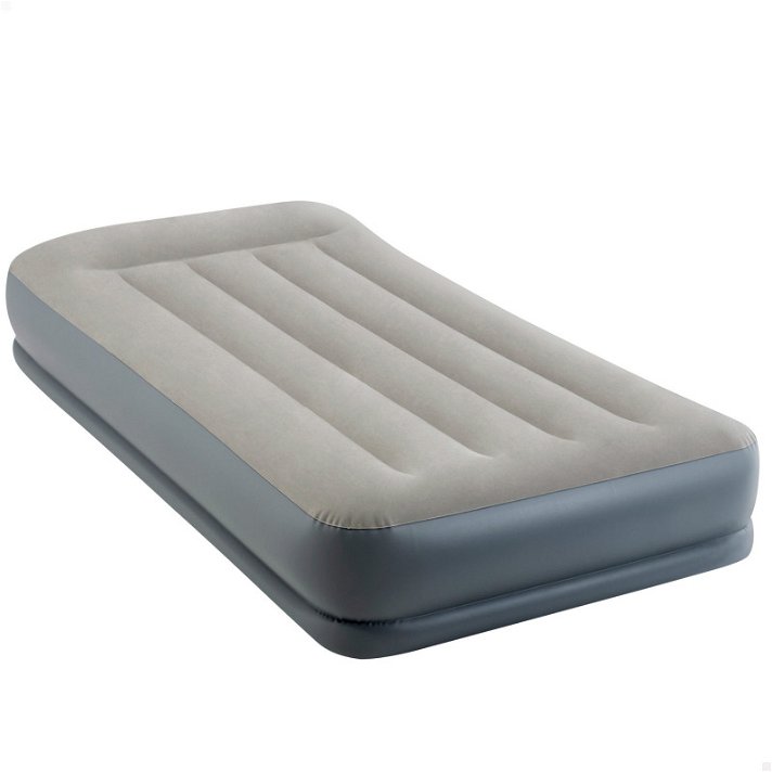 Colchón hinchable de una plaza gris Pillow Rest Intex