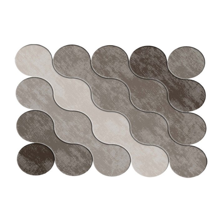 Alfombra de poliéster de 180x120 cm con forma de círculos en acabado color marrón Forme