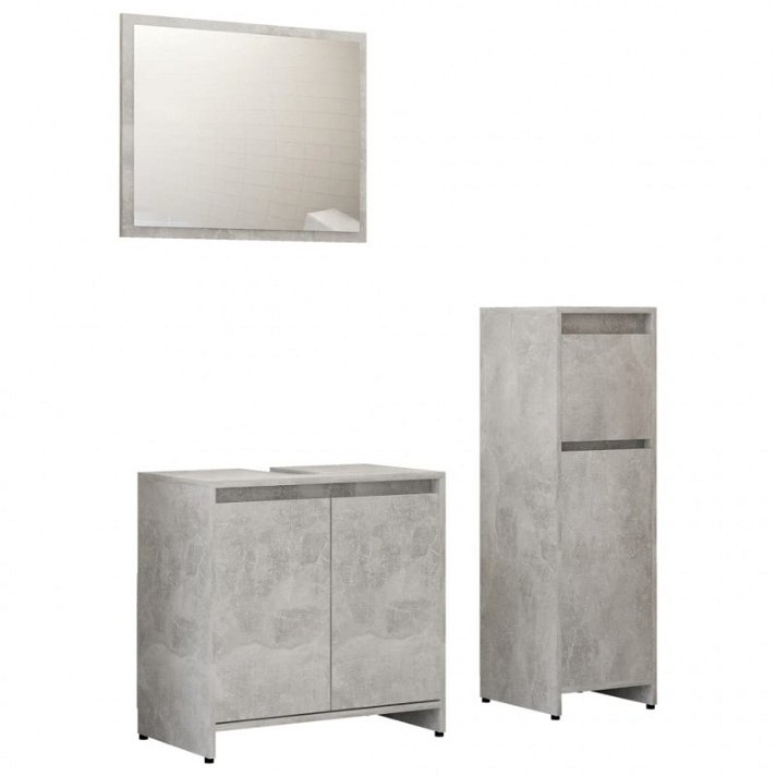 Set di mobili per bagno tre pezzi colore grigio calcestruzzo VidaXL