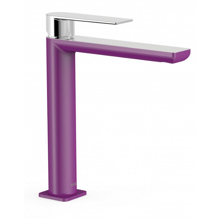 Grifo vertical para lavabo con sistema monomando y de acabado violeta M LOFT TRES