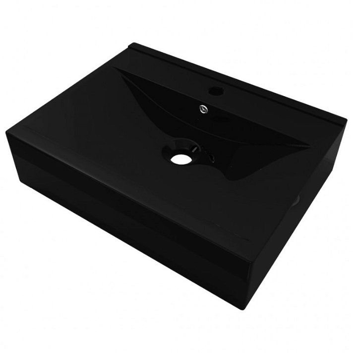 Lavabo de baño rectangular negro 60x46x16 cm VidaXL