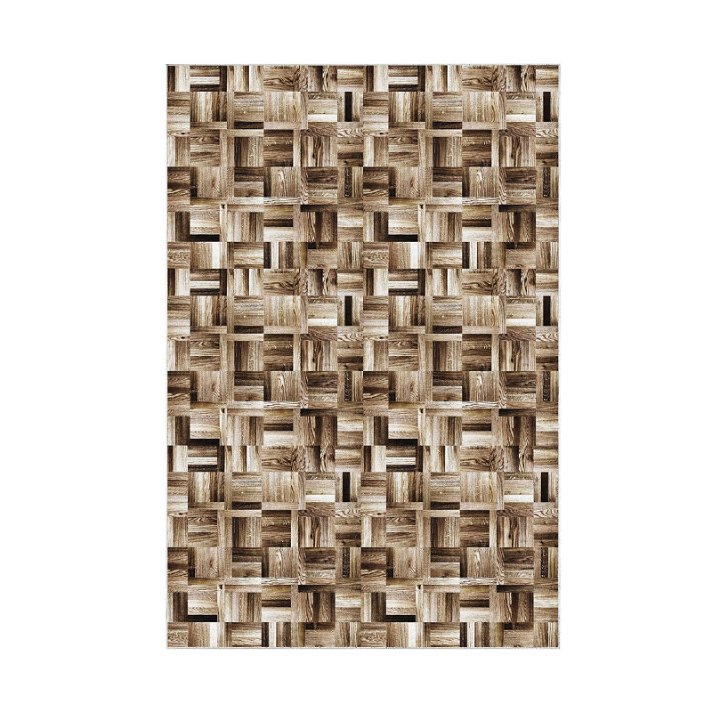 Alfombra de poliamida rectangular de 230x160 cm con patrón de cuadrados en acabado color café Forme
